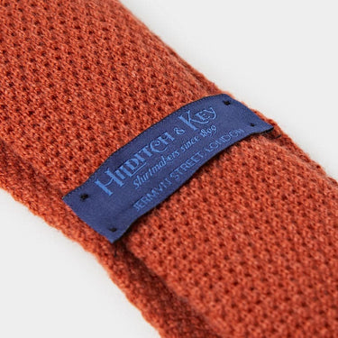 Plain Orange Knitted Cashmere Tie