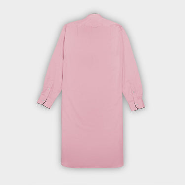 Plain Pink Cotton Twill Nightshirt with Navy Piping