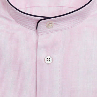 Plain Pink Textured Cotton Nightshirt with Navy Piping