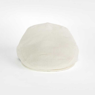 Plain Warm White Linen Flat Cap