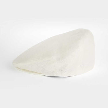 Plain Warm White Linen Flat Cap
