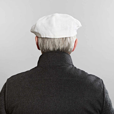Plain White Linen Gatsby Cap