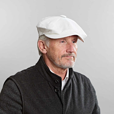Plain White Linen Gatsby Cap