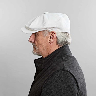 Plain White Linen Gatsby Cap