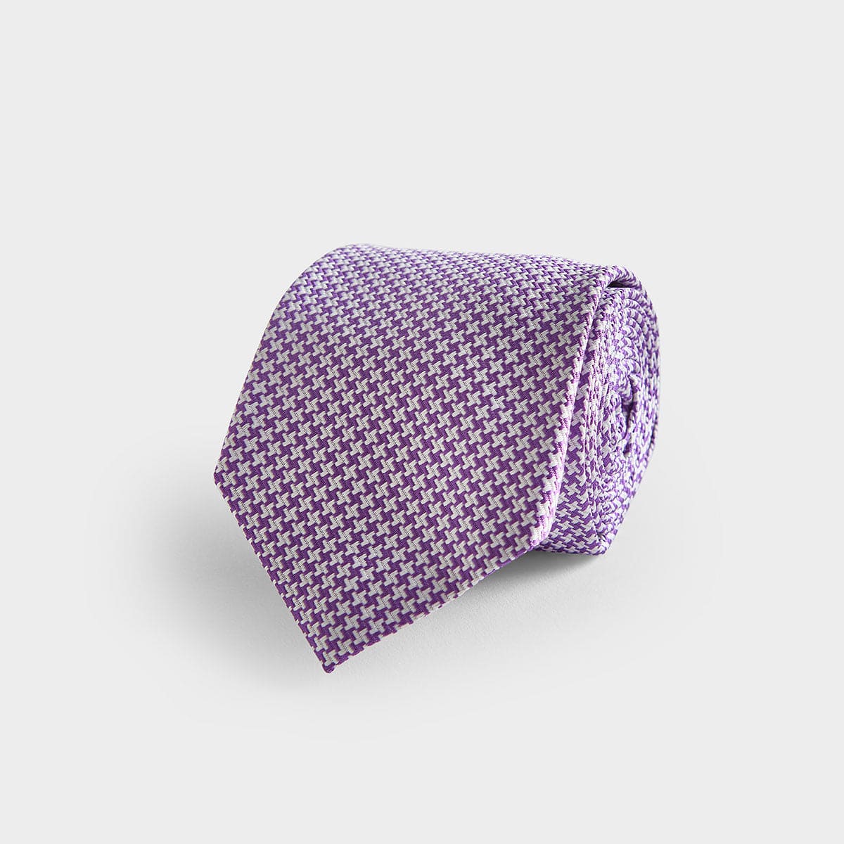 Purple Houndstooth Silk Tie