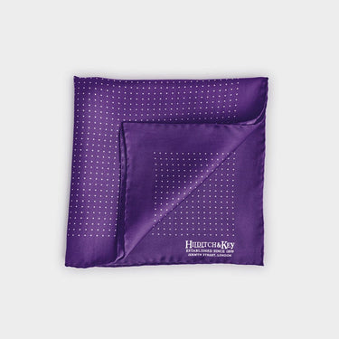 Purple & White Small Spot Silk Pocket Square