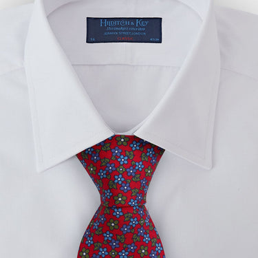 Red, Green & Blue Floral Printed Silk Tie