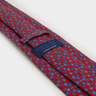 Red, Green & Blue Floral Printed Silk Tie