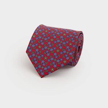 Red, Green & Blue Floral Printed Silk Tie