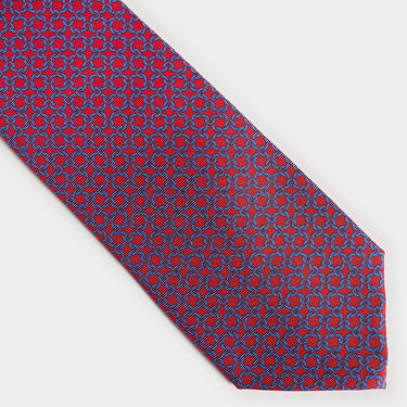 Red Interlocking Links Printed Silk Tie