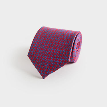 Red Interlocking Links Printed Silk Tie
