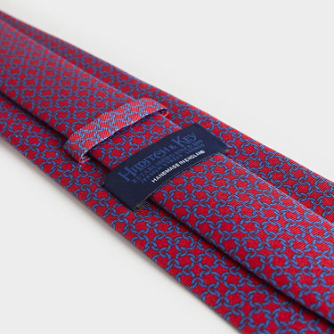Red Interlocking Links Printed Silk Tie