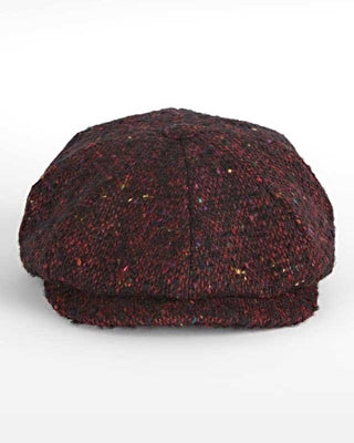 Red Large Pick & Pick Donegal Tweed Pure Wool Gatsby Cap