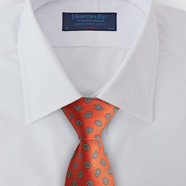 Red Small Paisley Motif Printed Silk Tie