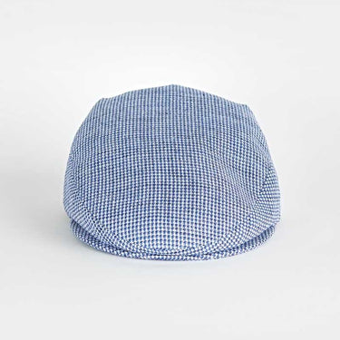 Royal Blue Basket Weave Cotton & Linen Flat Cap
