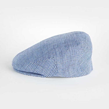 Royal Blue Basket Weave Cotton & Linen Flat Cap