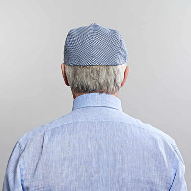 Royal Blue Basket Weave Cotton & Linen Flat Cap