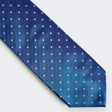 Royal Blue & White Spot Herringbone Silk Tie