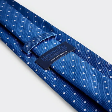 Royal Blue & White Spot Herringbone Silk Tie