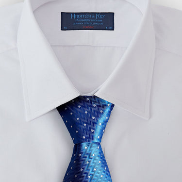 Royal Blue & White Spot Herringbone Silk Tie
