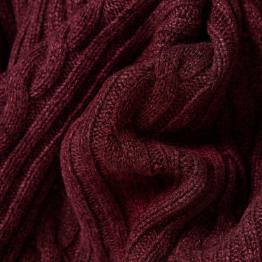 Russet Red Cable Knit Shawl Collar Cashmere Cardigan