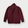Russet Red Cable Knit Shawl Collar Cashmere Cardigan