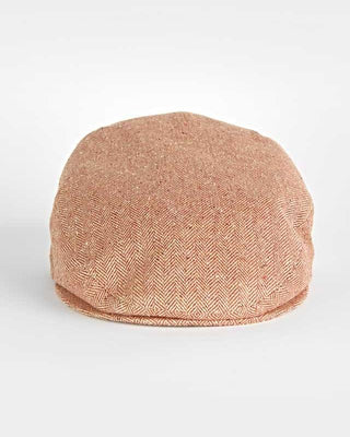 Rust Herringbone 100% Silk Flat Cap