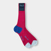 Short Cerise Cotton Socks with Contrast Heel & Toe