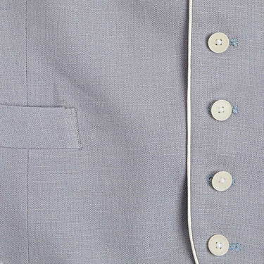 Single Breasted Light Grey Linen Waistcoat
