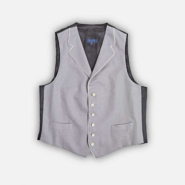Single Breasted Light Grey Linen Waistcoat
