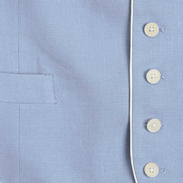 Single Breasted Sky Blue Linen Waistcoat