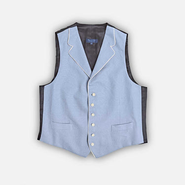 Single Breasted Sky Blue Linen Waistcoat