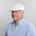 White Linen Flat Cap