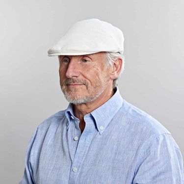 White Linen Flat Cap
