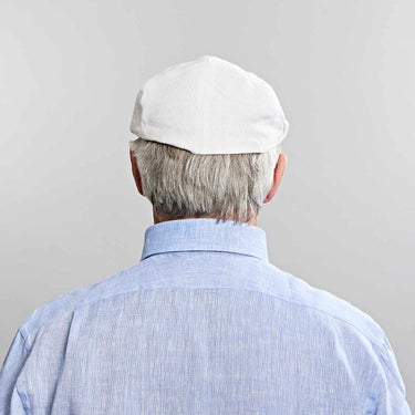 White Linen Flat Cap
