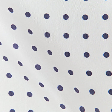 White & Navy Medium Spot Silk Pocket Square