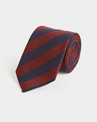 Wine Block Stripe Wool & Silk Blend Tie