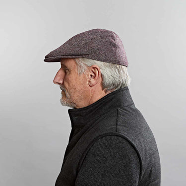 Wine & Grey Plain Weave Wool Flat Cap