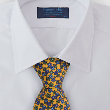 Yellow, Green & Blue Floral Printed Silk Tie