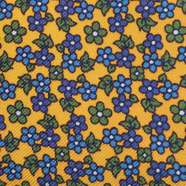 Yellow, Green & Blue Floral Printed Silk Tie