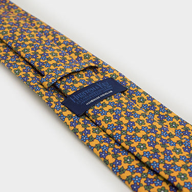 Yellow, Green & Blue Floral Printed Silk Tie