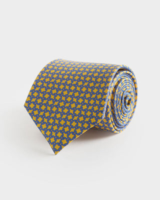 Yellow Interlocking Links Printed Silk Tie
