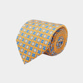 Yellow With Blue & White Flowers Printed Silk Tie