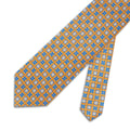Yellow With Blue & White Flowers Printed Silk Tie