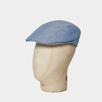 Azure Chino Stripe Cotton & Linen Roma Cap
