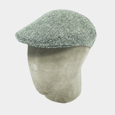 Bates Brand New Black Herringbone Wool Flat Cap - Hilditch & Key