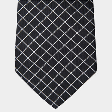 Black Silk Tie with White Squares