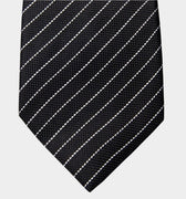 Black Silk Tie with White Stripes