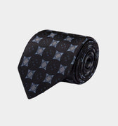Black With Silver Diamond Woven Silk Tie