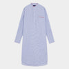 Blue Fine Bengal Cotton Nightshirt With Red Piping